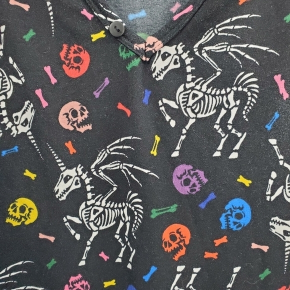 Halloween Multi-color skeleton design black onesie pajamas - Picture 2 of 12